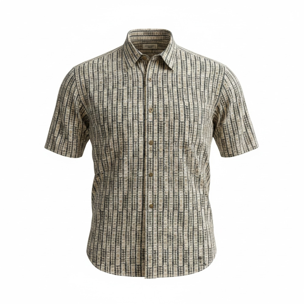 Vintage Supreme Geometric Block Pattern Short Sleeve Button-Up Shirt